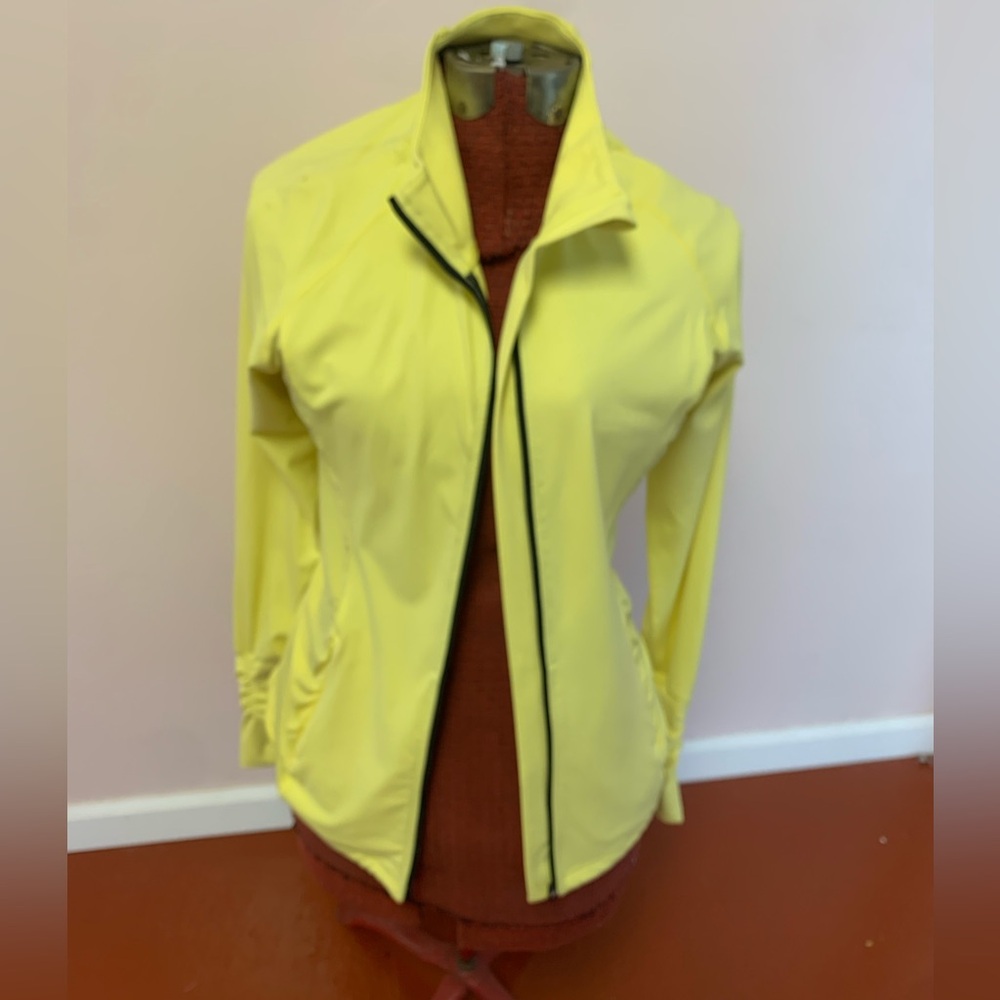 Victoria's Secret Vibrant Yellow Sports Form fitting VSX 
 zip up jacket large